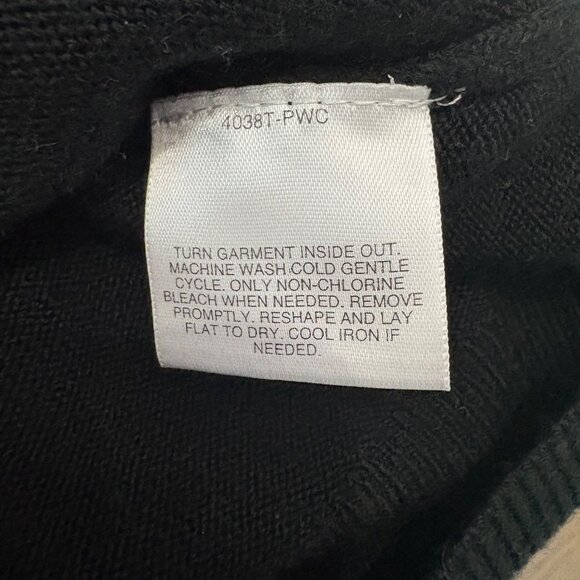 Laura Scott Black Open Front Cardigan Sweater Faux Fur Collar Womens Size L - Picture 6 of 12